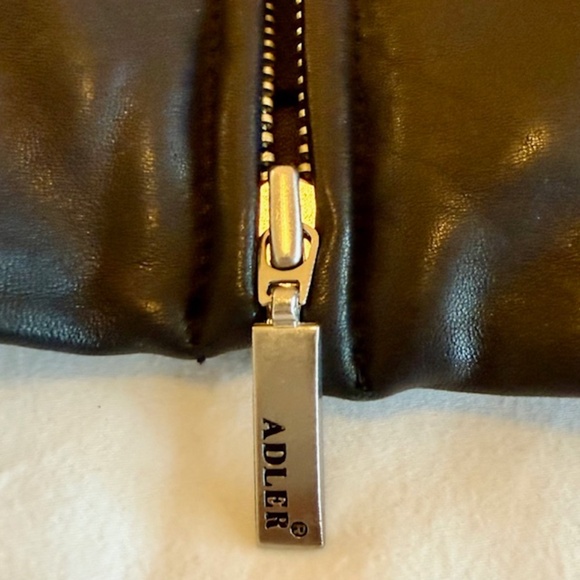 Adler Collection Womens Black Lambskin Leather Full Zip Coat with Belt, Large - Picture 10 of 13